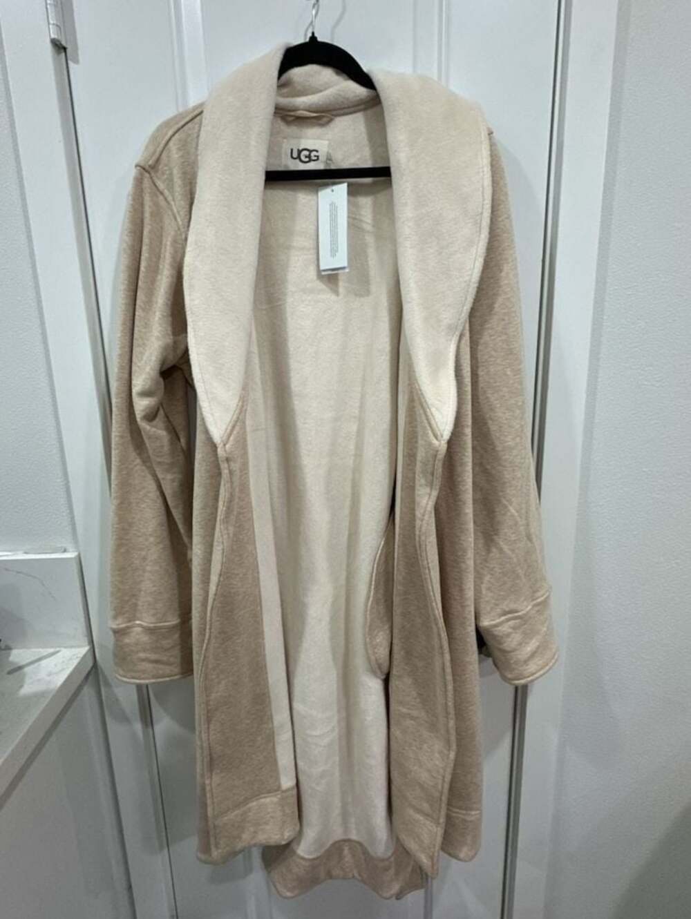UGG Duffield II Fleece-Lined Cotton Jersey Robe Oatmeal Heather